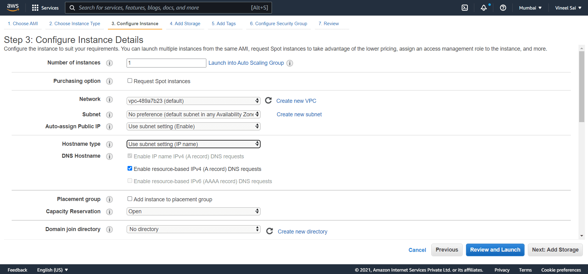 Configure Instance Details