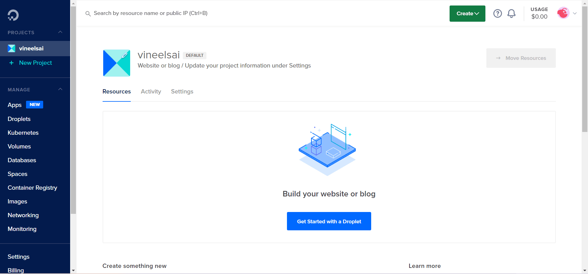 DigitalOcean Project Dashboard