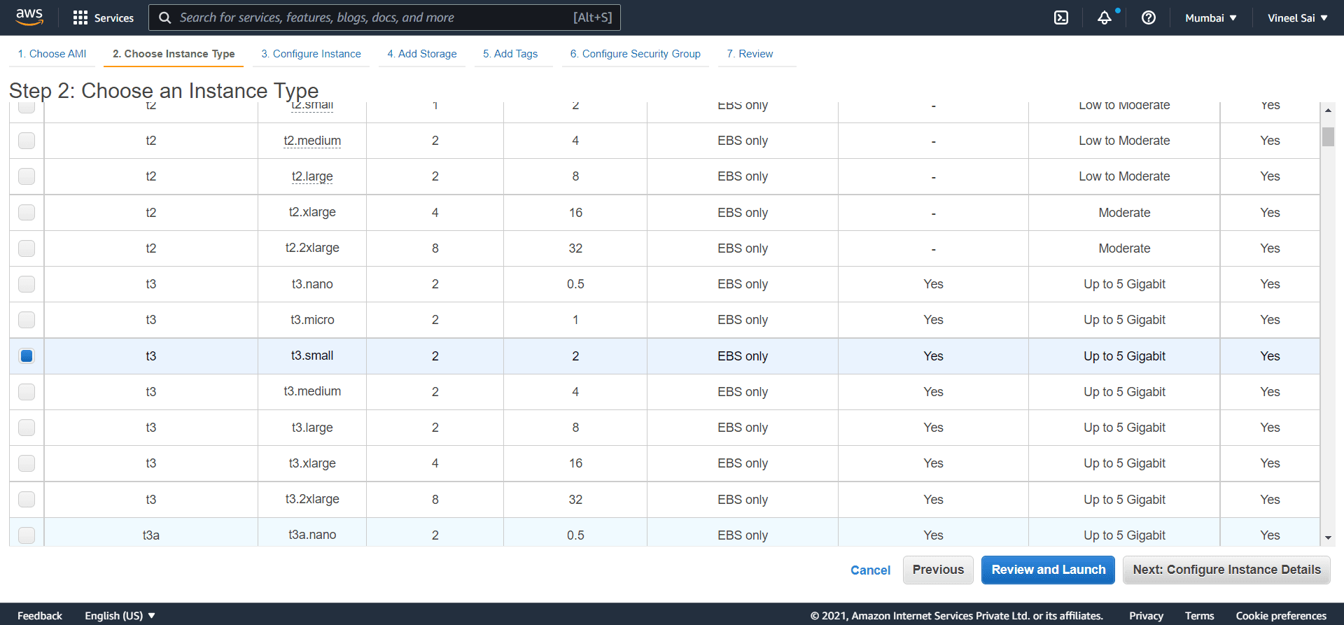 Choose Instance Type